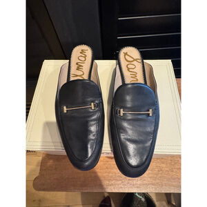 Women's Sam Edelman linnie bit Black Leather Mules Size 10 with Gold Hardware